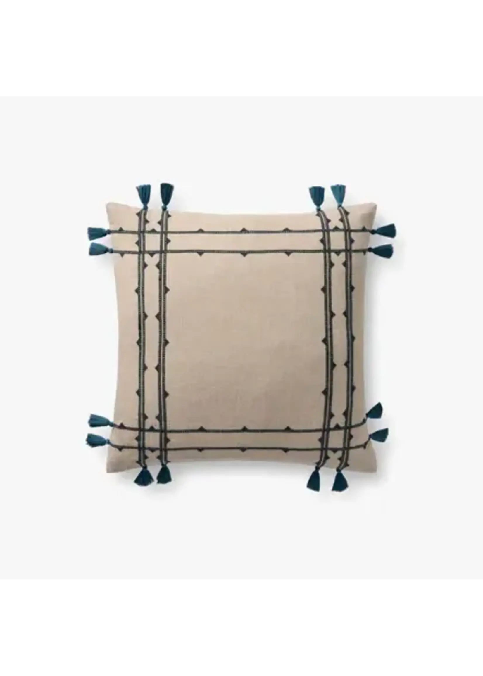 Loloi PLL0201 Natural / Blue 18x18 Decorative Pillow