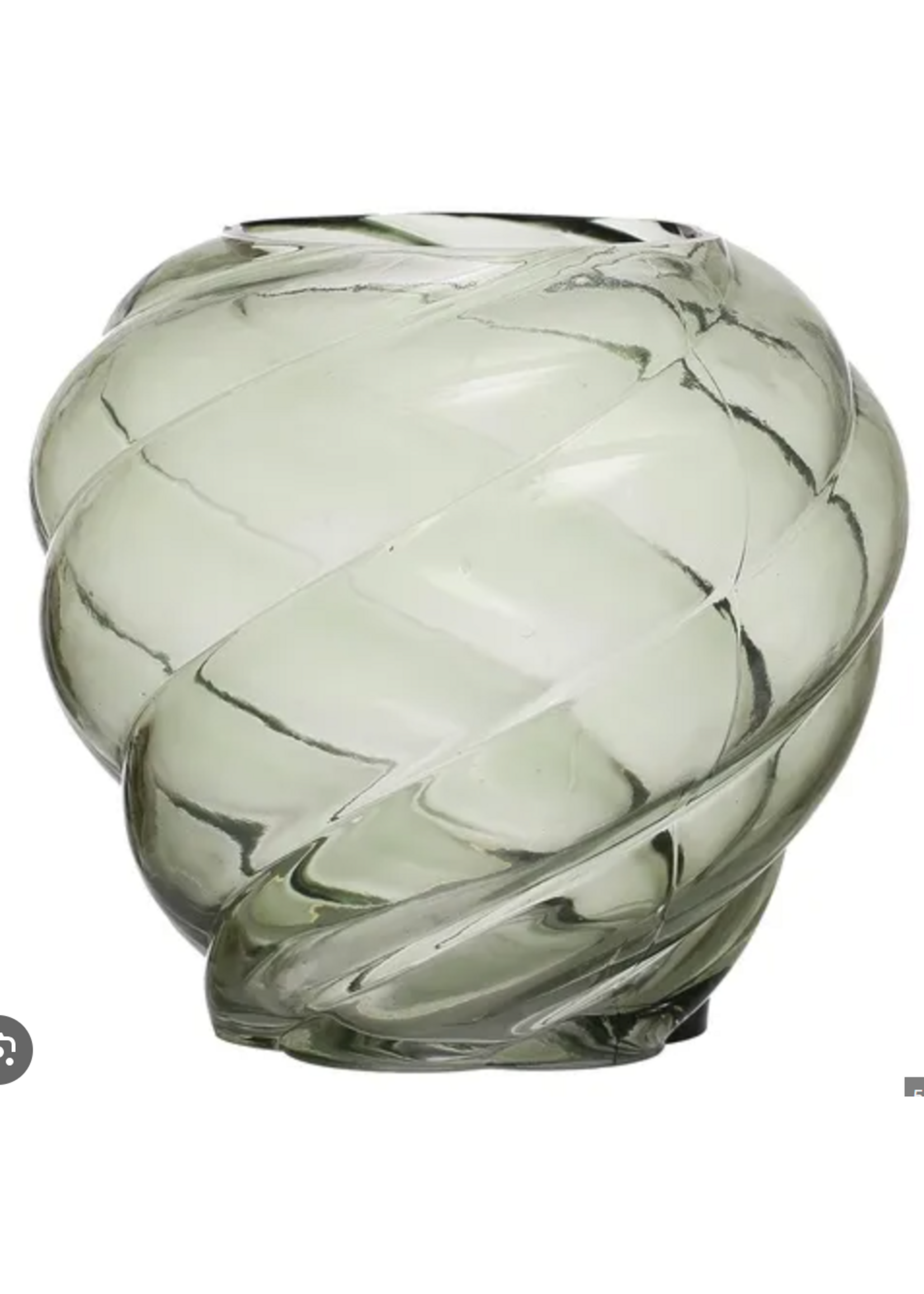 Twisted Glass Vase, Green