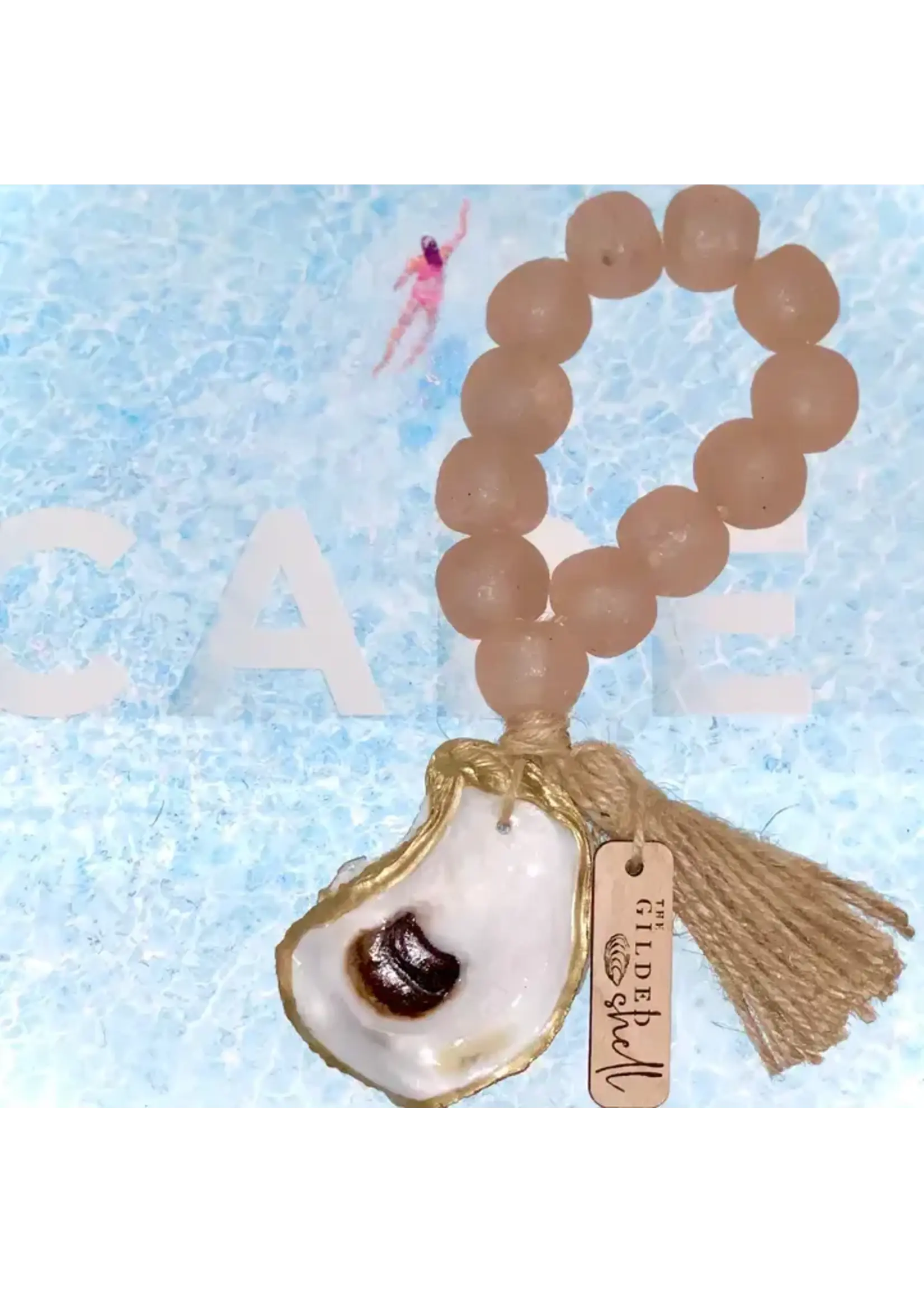 The Gilded Shell The Tide Pool - Rose Pink Sea Glass & Oyster Tassel