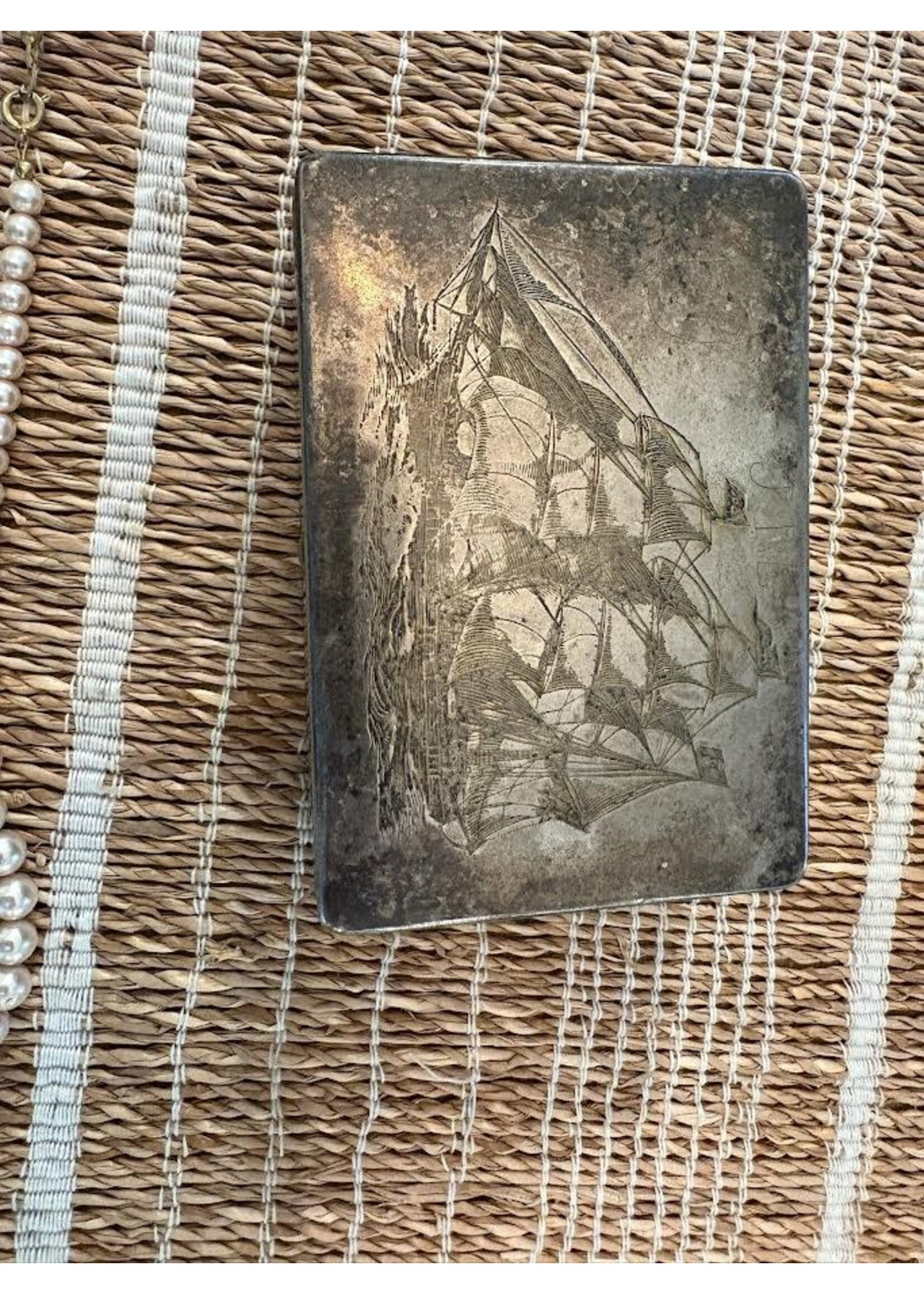 Vintage Brass Sailboat Box