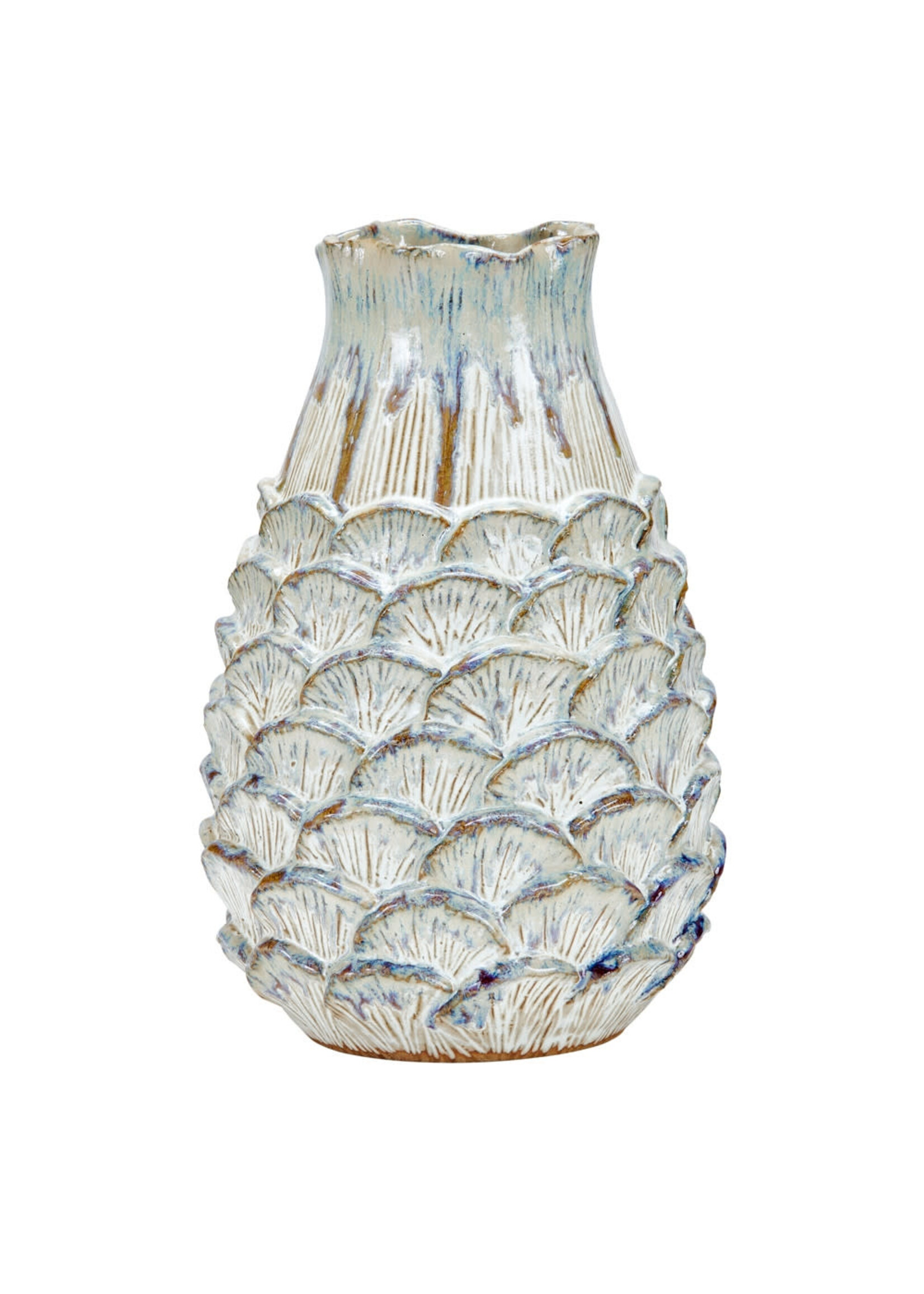 Continental Home XL Cream and Indigo Blue Seashell Vase