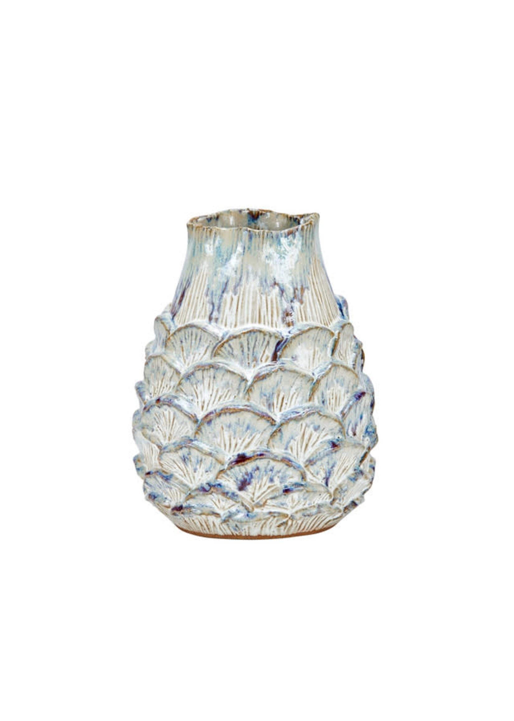 Continental Home Large Seashell Ceramic Vase Cream and Purple