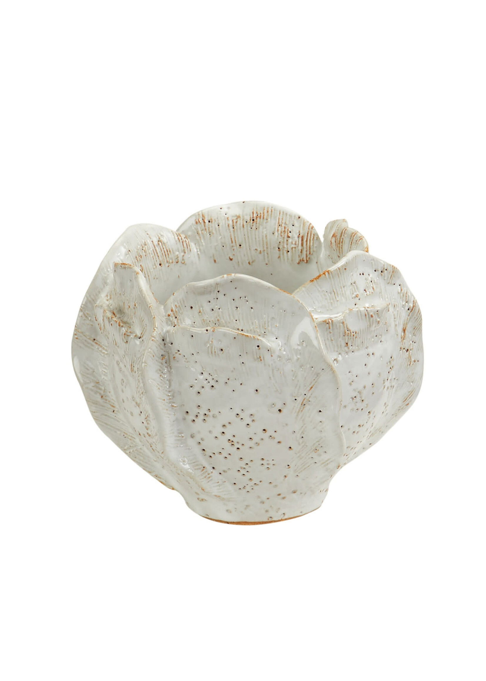 Continental Home Handcrafted Petal-Rim Ceramic Bud Vase, Speckled White