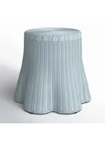 Jeffan Bonnie Rattan Scalloped Side Table, Blue