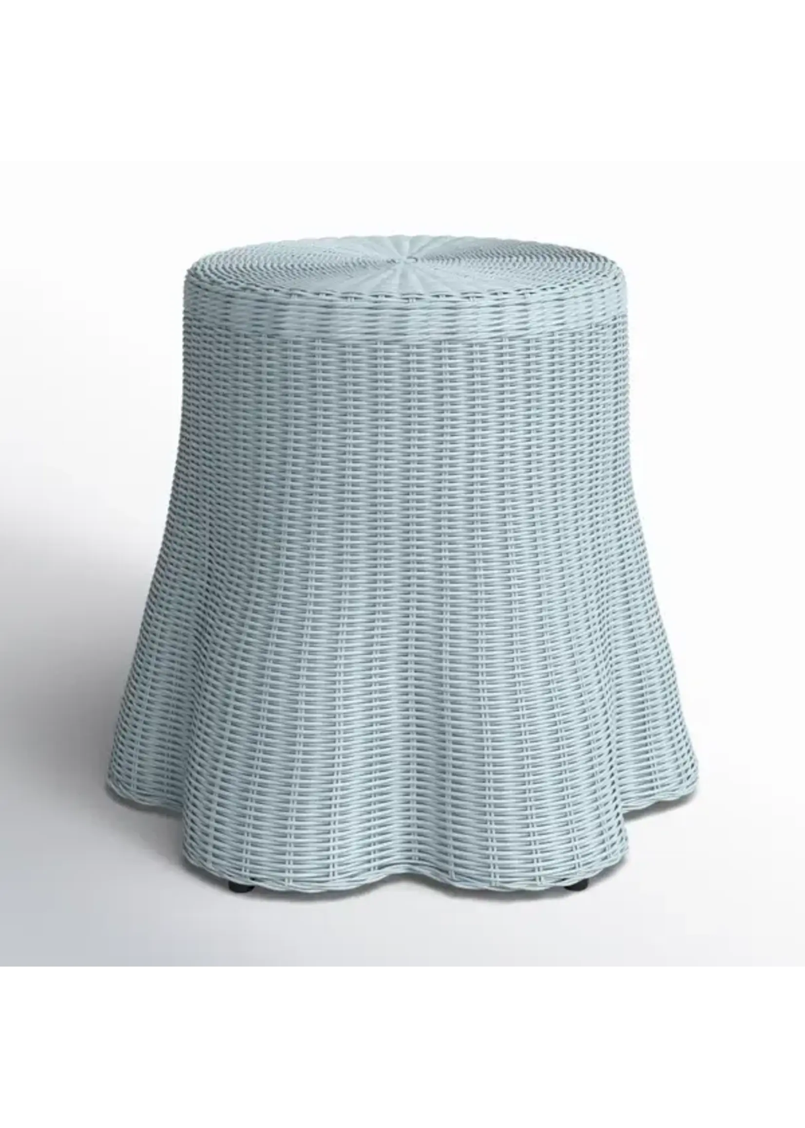 Jeffan Bonnie Rattan Scalloped Side Table, Blue