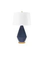 Bungalow Five/Villa and House Olsen Lamp with 17" white Linen Shade, Star Sapphire with Gold