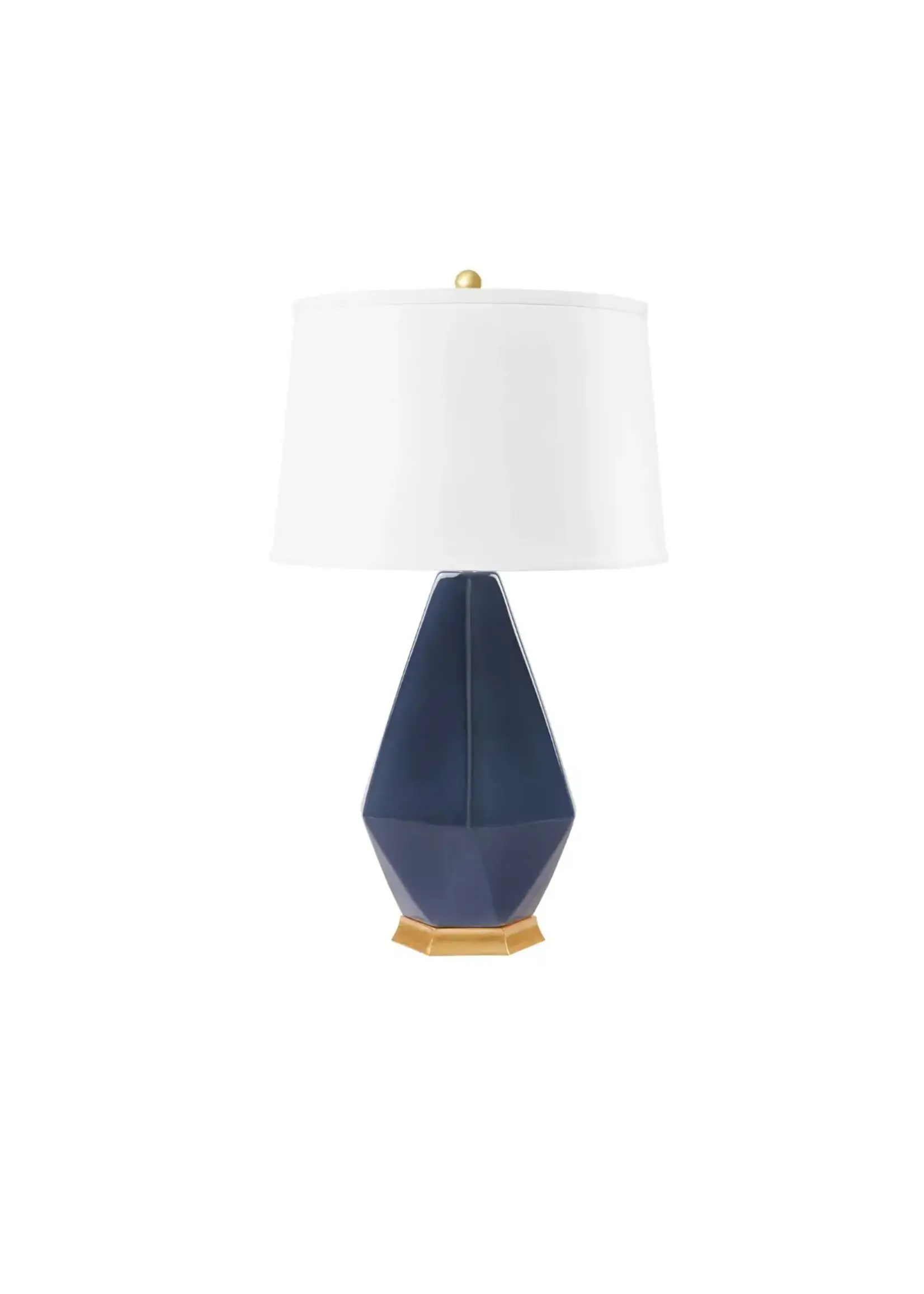 Bungalow Five/Villa and House Olsen Lamp with 17" white Linen Shade, Star Sapphire with Gold