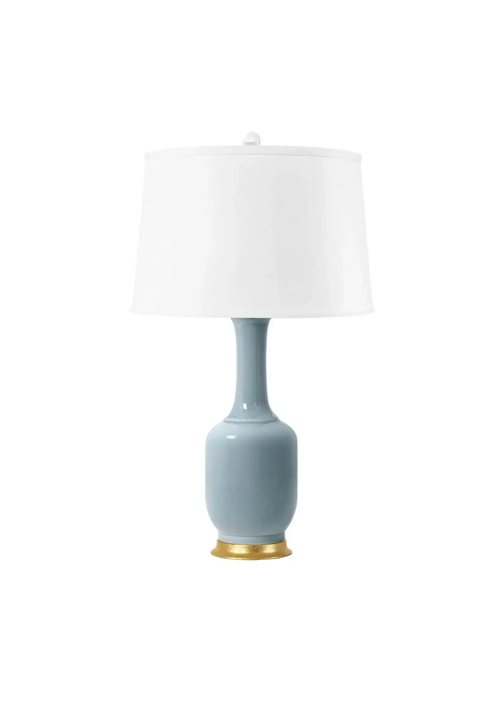 Bungalow Five/Villa and House Safira Lamp with 17" White Linen Shade, Sky Blue with gold