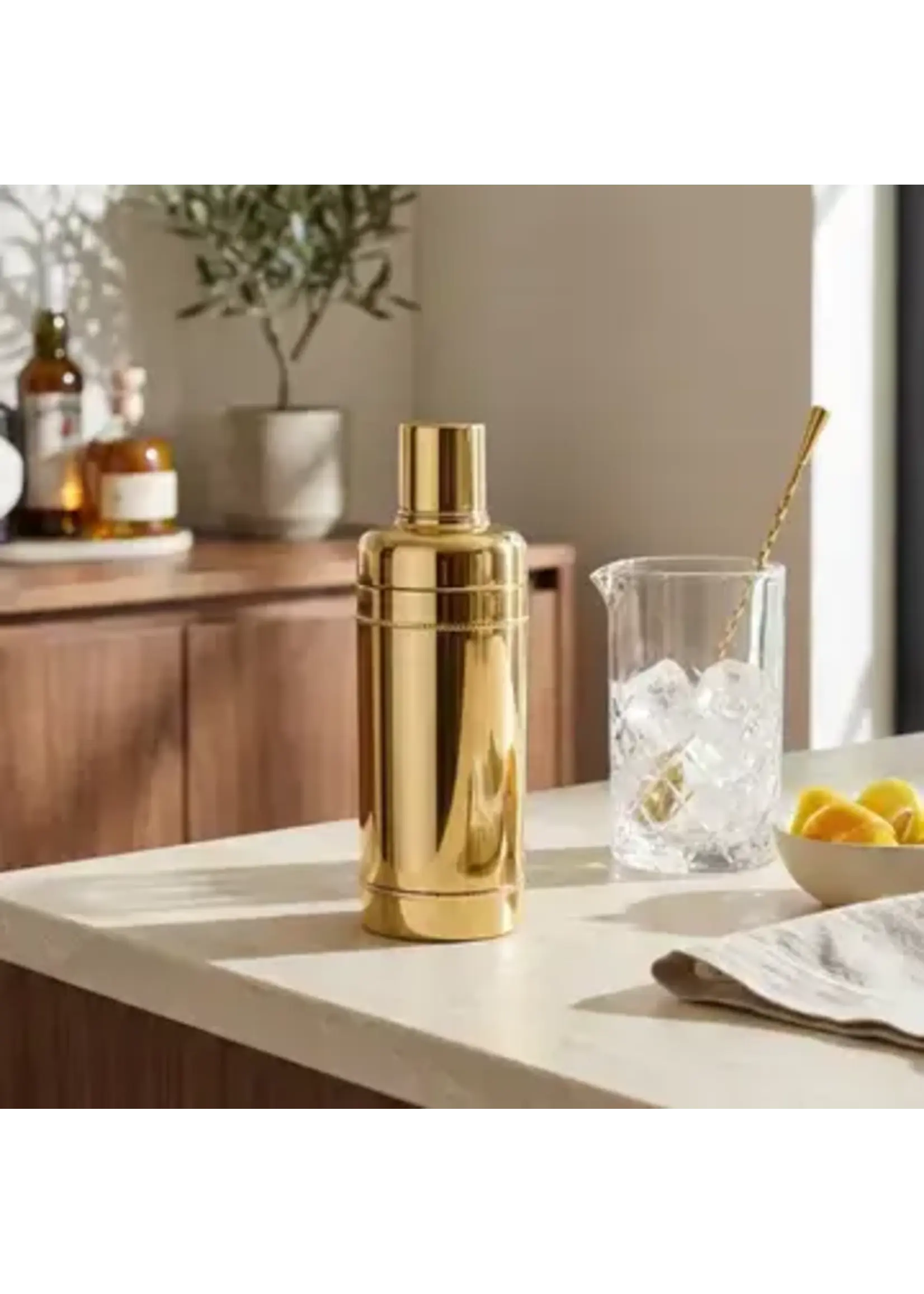 India Handicrafts Inc. Beaded Gold Cocktail Shaker