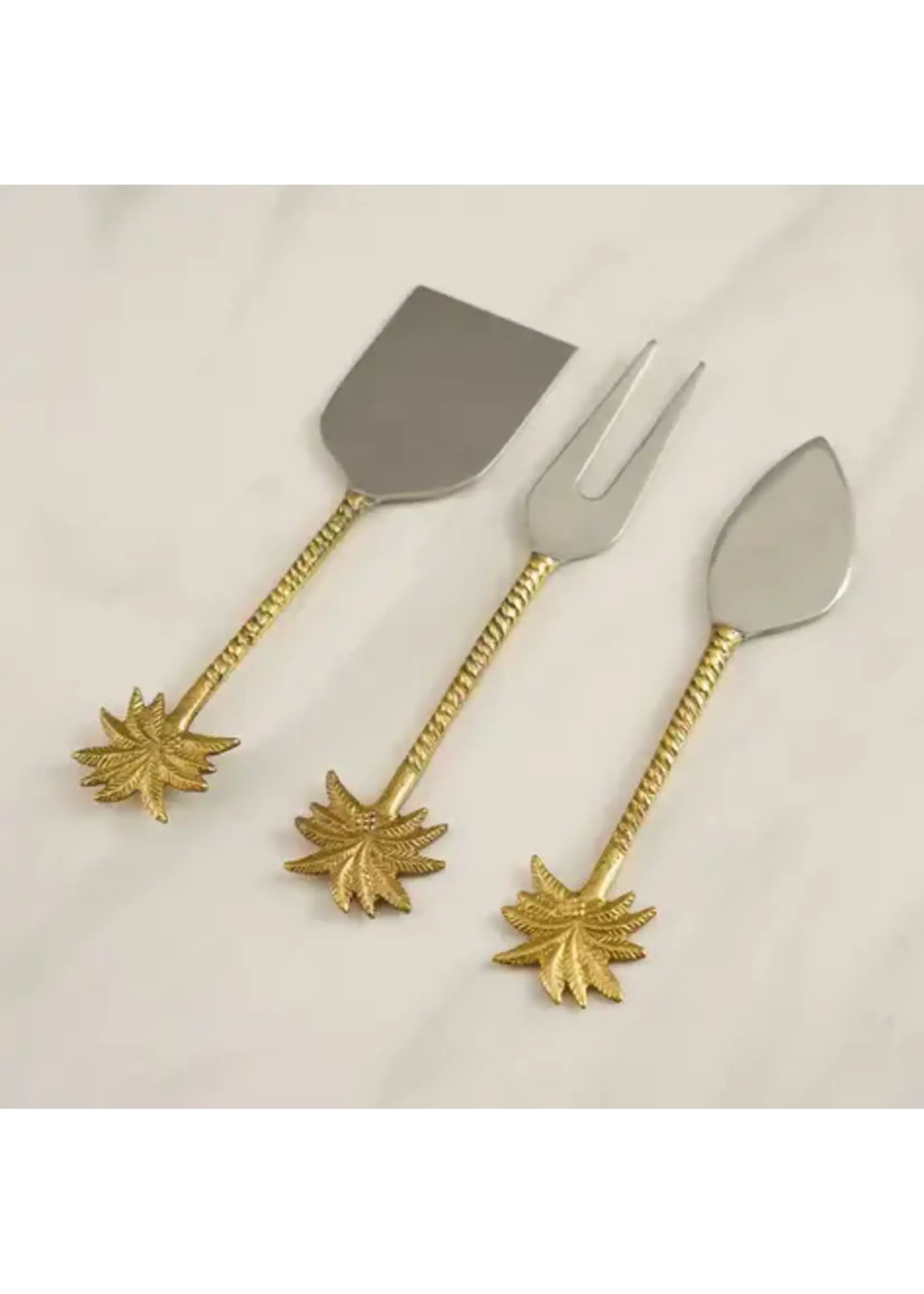 India Handicrafts Inc. Gold Palm Trees & Stainless, Set of 3