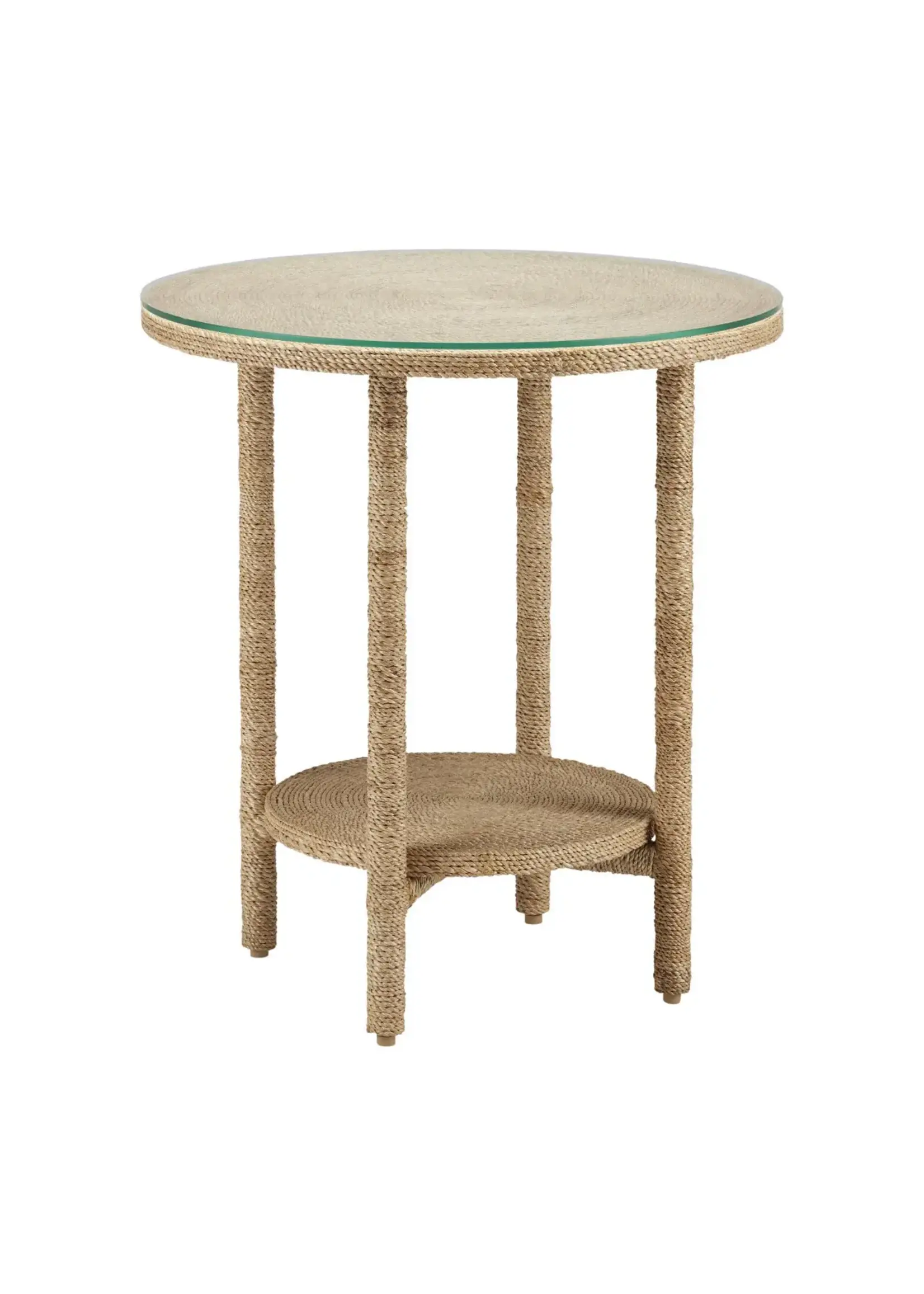 Currey & Company Limay Rope Accent Table, 24.25"H x 22"Round