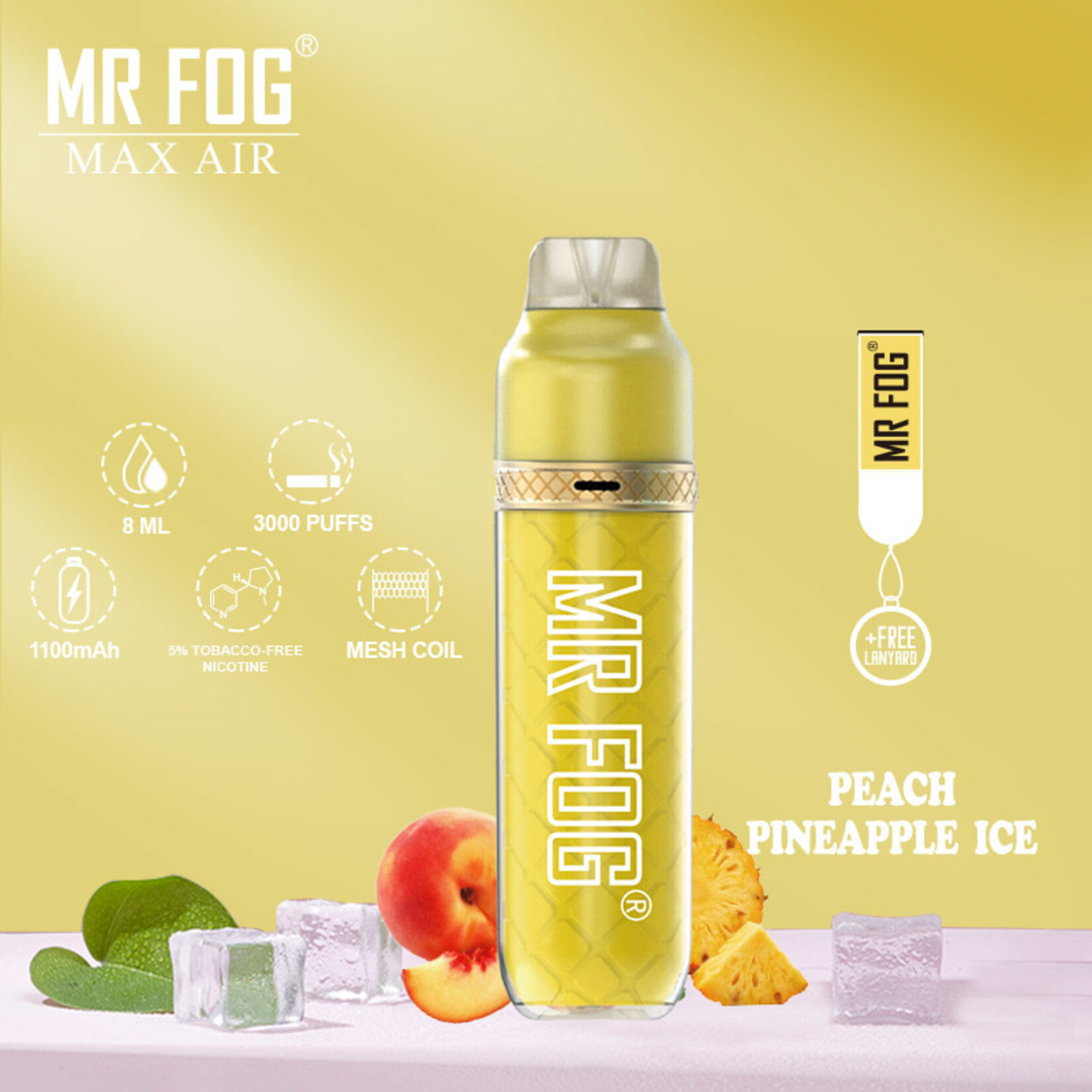 MR FOG MFA04 - MR FOG MAX AIR 2500 PUFFS - Peach Pineapple Ice