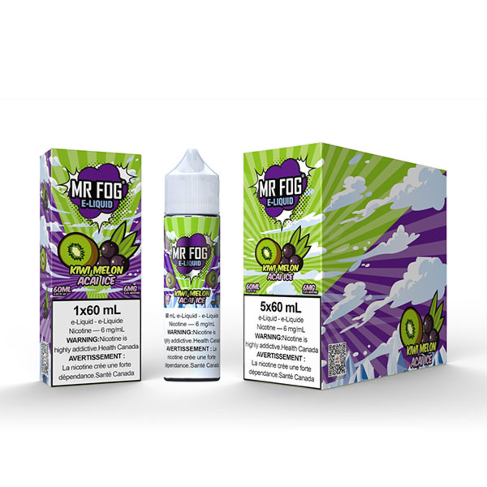 MR FOG MFE02 - MR FOG E-Liquid Kiwi Melon Acai Ice 60ML Freebase