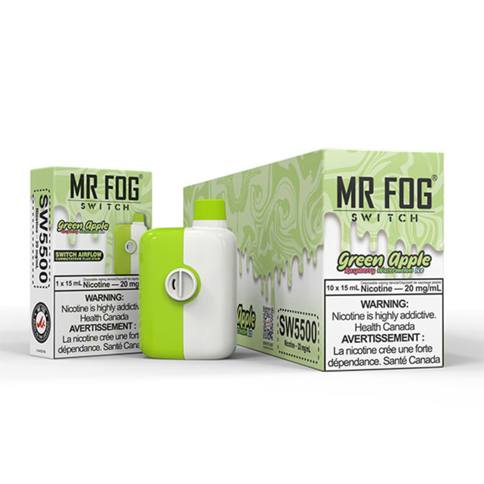 MR FOG SW07 - MR FOG SWITCH 5500 PUFFS Raspberry Green Apple Watermelon Ice