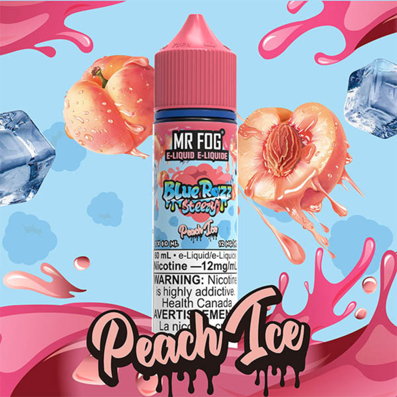 MR FOG MFEBR08 - MR FOG Blue Razz Steezy E-Liquid Peach Ice 60ML Freebase