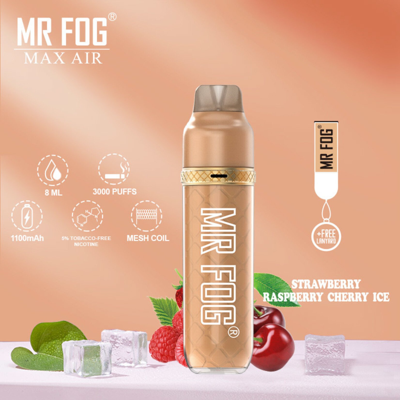 MR FOG MFA03 - MR FOG MAX AIR 2500 PUFFS - Strawberry Raspberry Cherry Ice