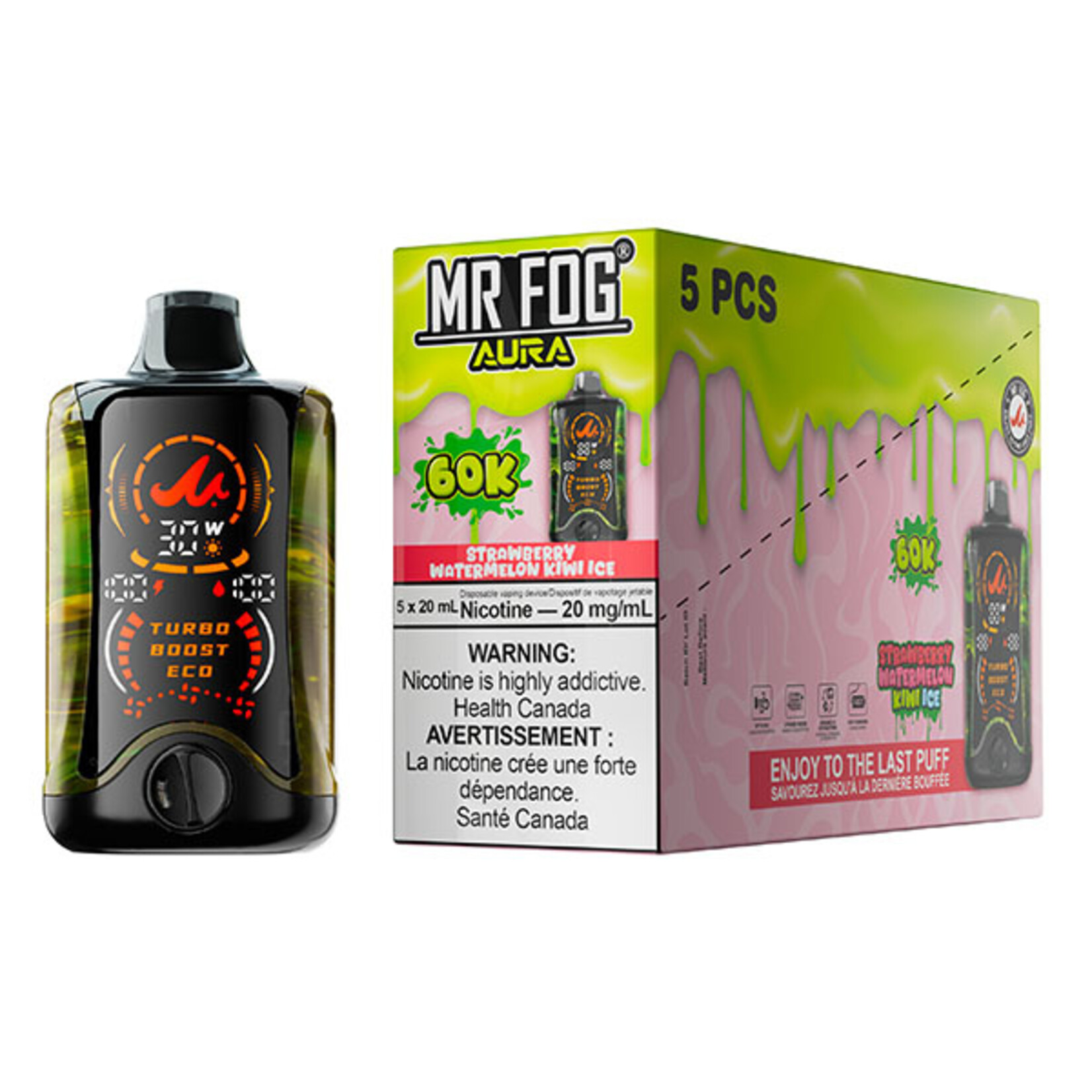 MR FOG AU07 - MR FOG AURA 60K Strawberry Watermelon Kiwi Ice