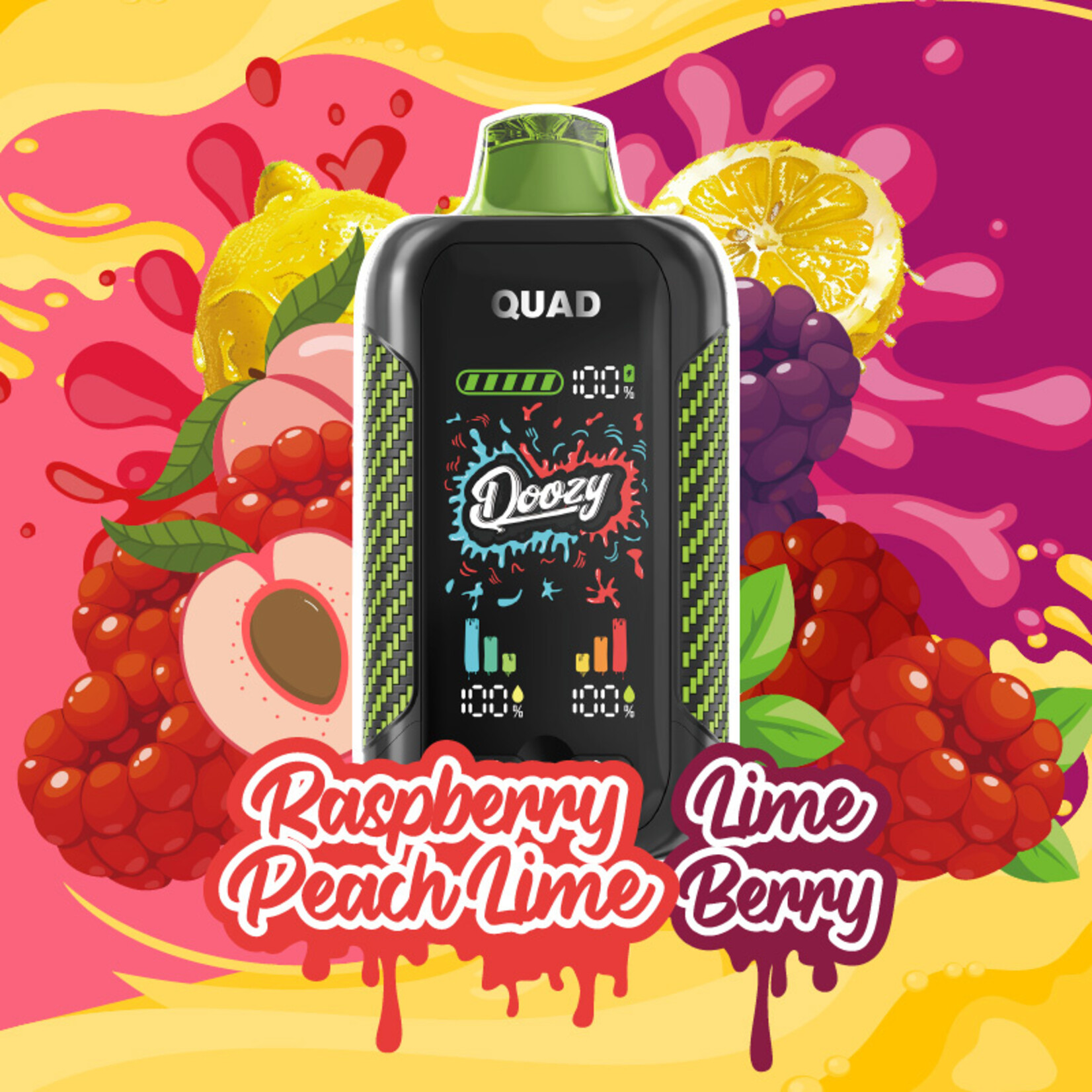 DOOZY QU17 - DOOZY QUAD Raspberry Peach Lime & Lime Berry
