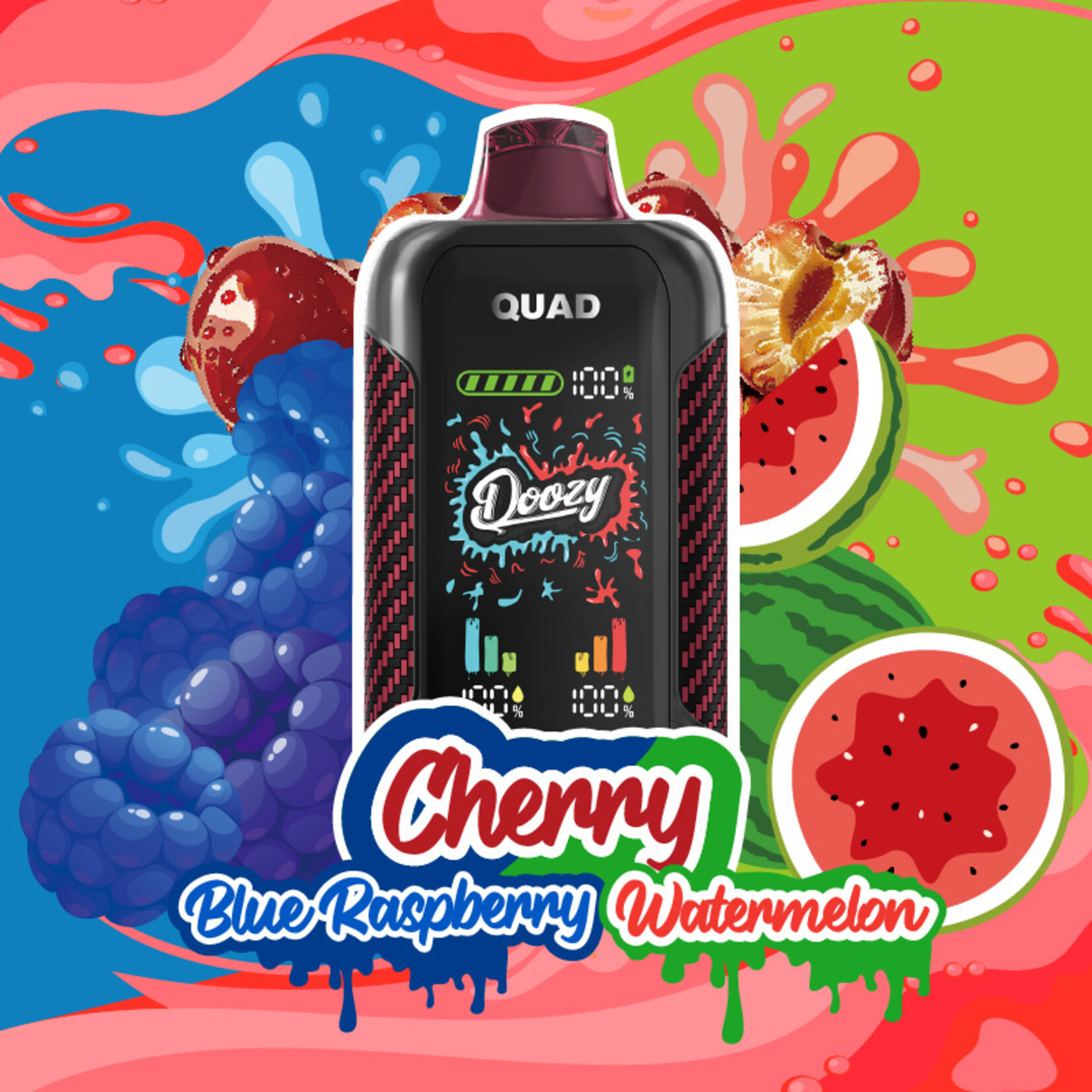 DOOZY QU13 - DOOZY QUAD Cherry Blue Raspberry & Cherry Watermelon