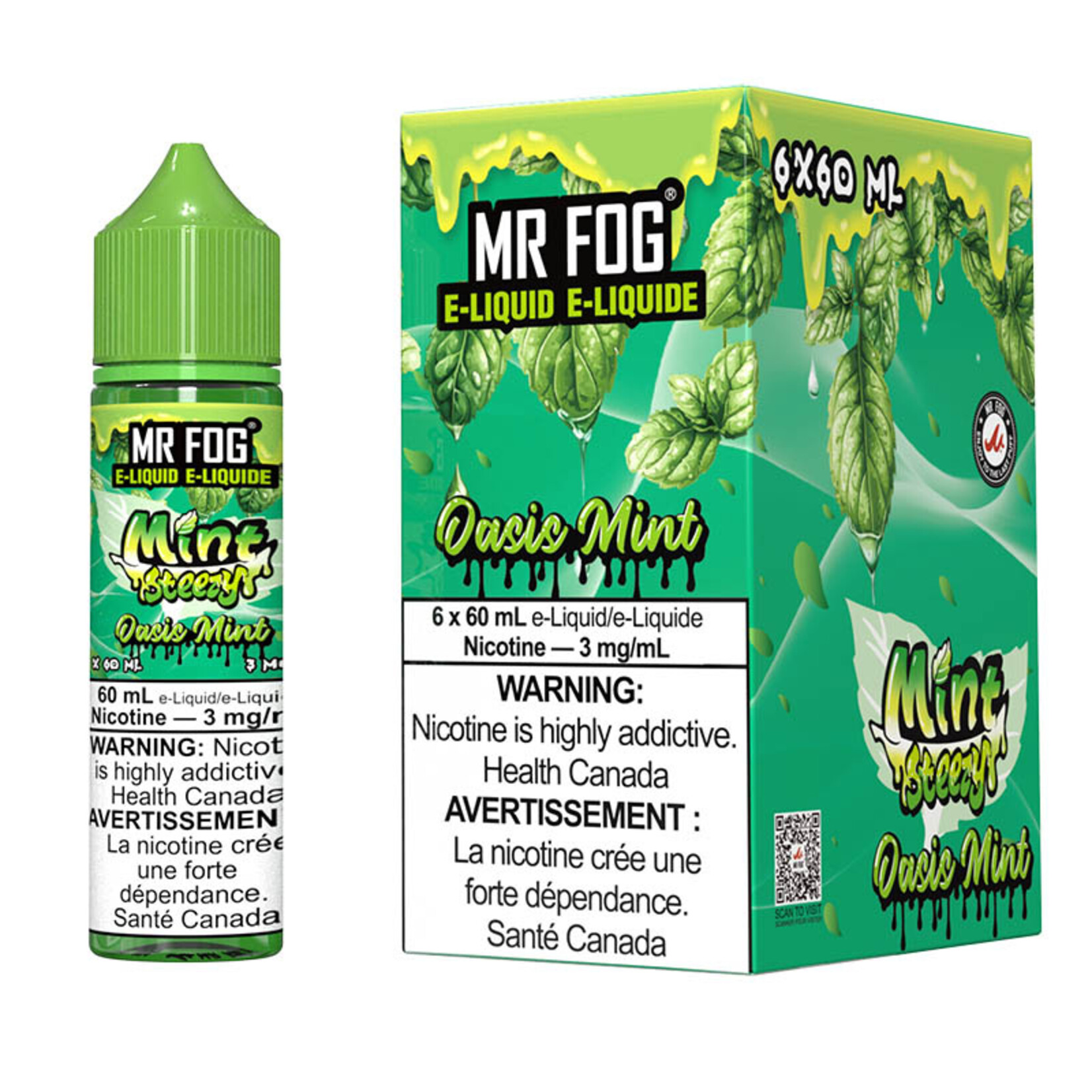 MR FOG MFEMS06 - MR FOG Mint Steezy E-Liquid Oasis Mint 60ML Freebase