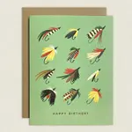 The Wild Wander Happy Birthday Fishing Flies Greeting Card