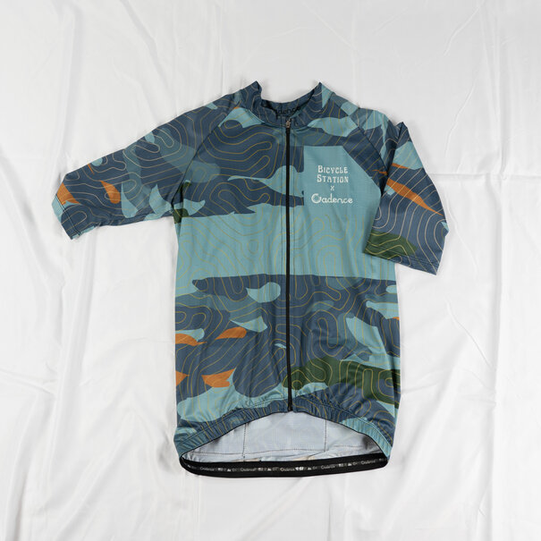 Cadence Collection Cadence x Bicycle Station Men's Jersey Blue Topo