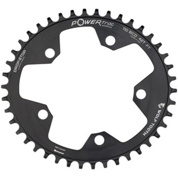Wolf Tooth Components Wolf Tooth Elliptical 110 BCD Chainring - 38t, 110 BCD, 5-Bolt, Drop-Stop, 10/11/12-Speed Eagle and Flattop Compatible, Black