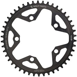 Wolf Tooth 110 BCD Cyclocross and Road Chainring - 42t, 110 BCD, 5-Bolt, Drop-Stop, 10/11/12-Speed Eagle and Flattop Compatible, Black