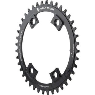 Wolf Tooth Shimano 110 Asymmetric BCD Chainring - 42t, 110 Asymmetric BCD, 4-Bolt, Drop-Stop, For Shimano Cranks, Black