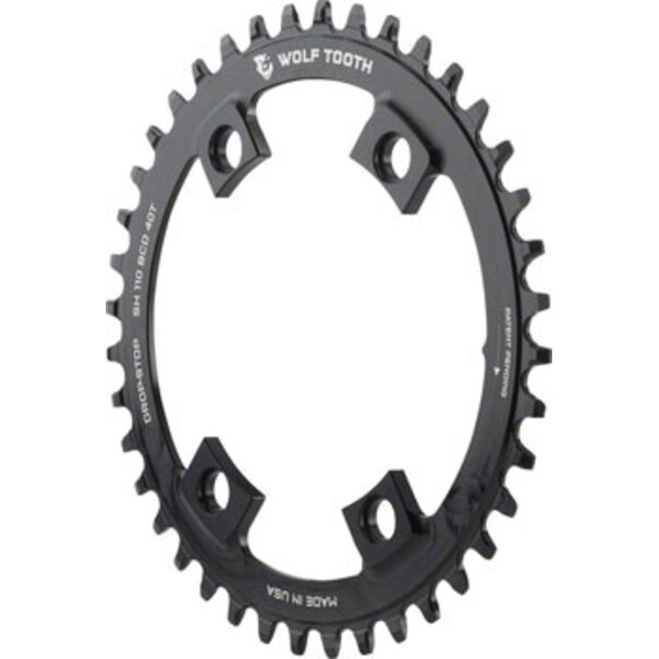 Wolf Tooth Components Wolf Tooth Shimano 110 Asymmetric BCD Chainring - 42t, 110 Asymmetric BCD, 4-Bolt, Drop-Stop, For Shimano Cranks, Black