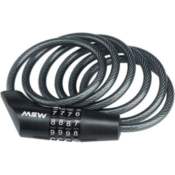 MSW CLK-108 Combination Cable Lock, 8mm x 5', Black