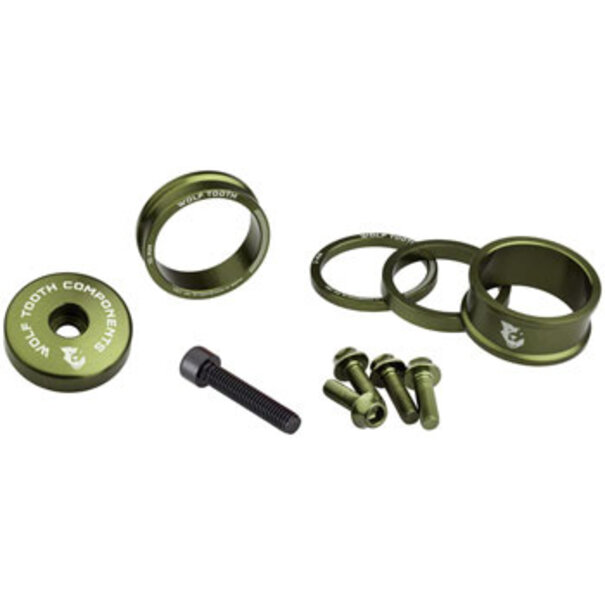 Wolf Tooth Wolf Tooth BlingKit: Headset Spacer Kit 3, 5,10, 15mm, Olive