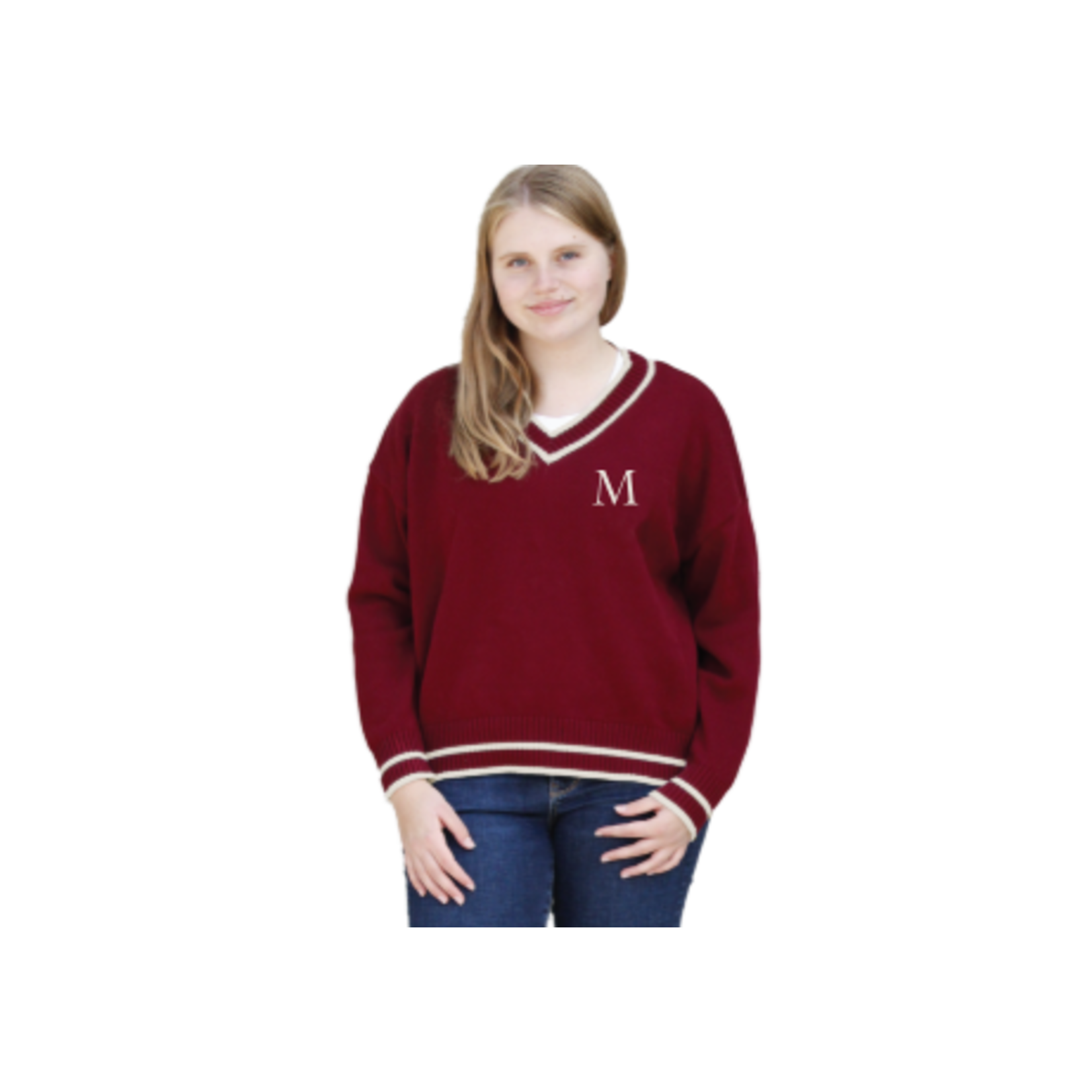 Bruzer Her Intarsia V Neck Sweater