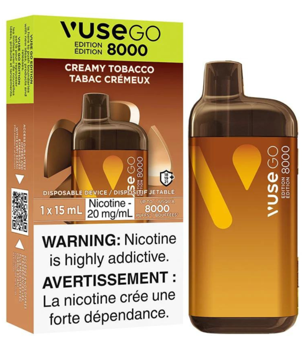 Vuse Creamy Tobacco 20mg Vuse Go 8000 Rechargeable Disposable