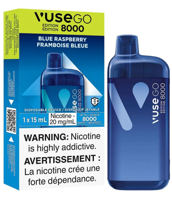 Vuse Blue Raspberry 20mg Vuse Go 8000 Rechargeable Disposable