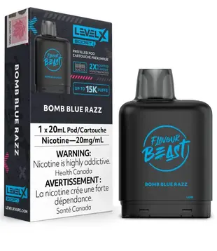 Bomb Blue Razz Flavour Beast Level X Boost  G2 25000 Disposable Vape Pod