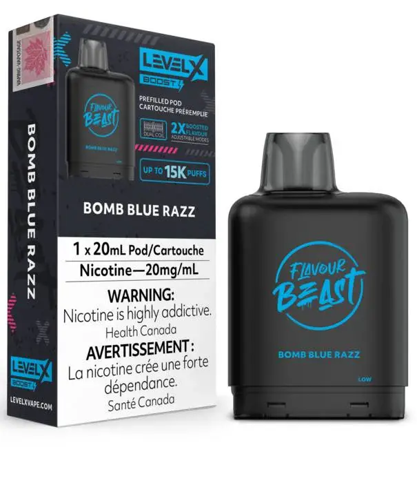 Flavour Beast Bomb Blue Razz Flavour Beast Level X Boost  G2 25000 Disposable Vape Pod