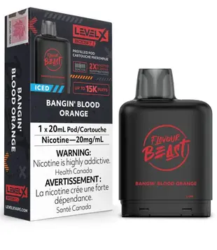 Bangin’ Blood Orange Ice Flavour Beast Level X Boost G2 25000 Disposable Vape Pod