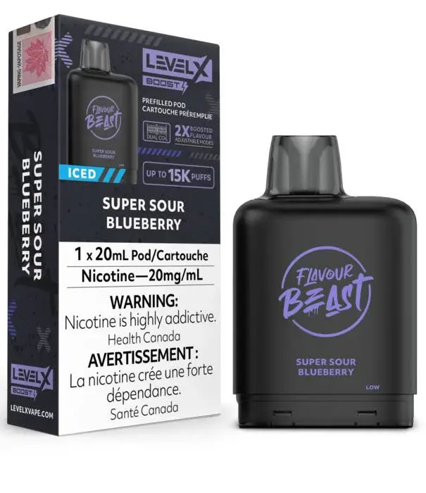 Flavour Beast Super Sour Blueberry Ice Flavour Beast Level X Boost G2 25000 Disposable Vape Pod