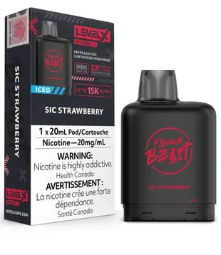 Sic Strawberry Ice Flavour Beast Level X Boost G2 25000 Disposable Vape Pod