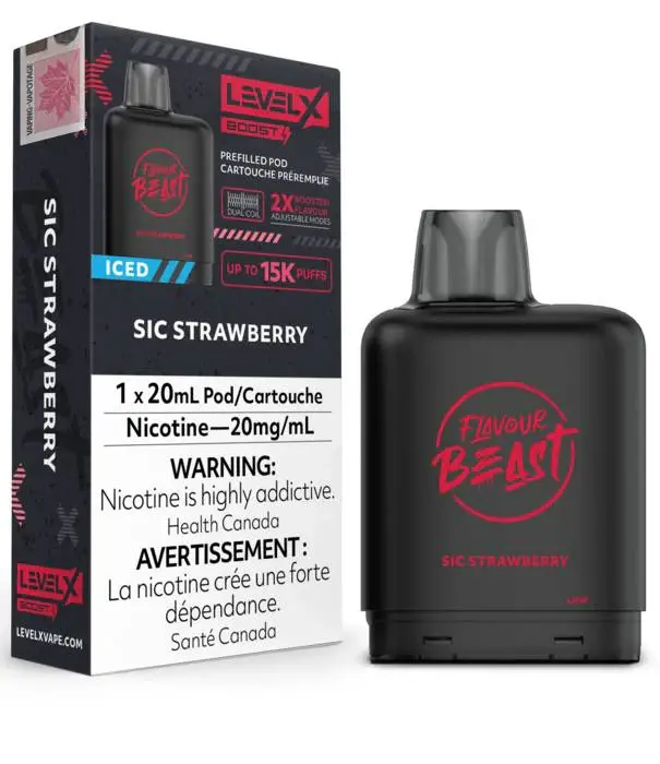 Flavour Beast Sic Strawberry Ice Flavour Beast Level X Boost G2 25000 Disposable Vape Pod