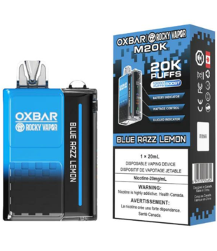 Blue Razz Lemon Rocky Vapor Ox Bar M20K Rechargeable Disposable
