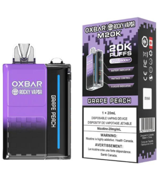 Grape Peach Rocky Vapor Ox Bar M20K Rechargeable Disposable