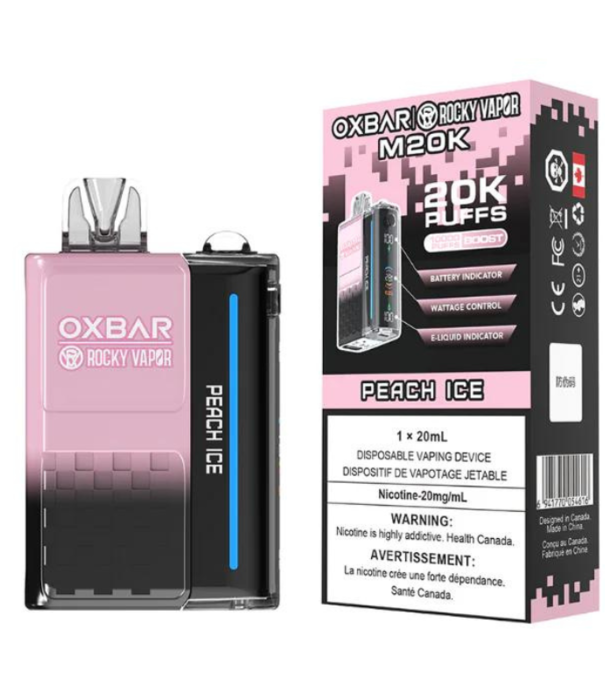 Ox Bar Peach Ice Rocky Vapor Ox Bar M20K Rechargeable Disposable
