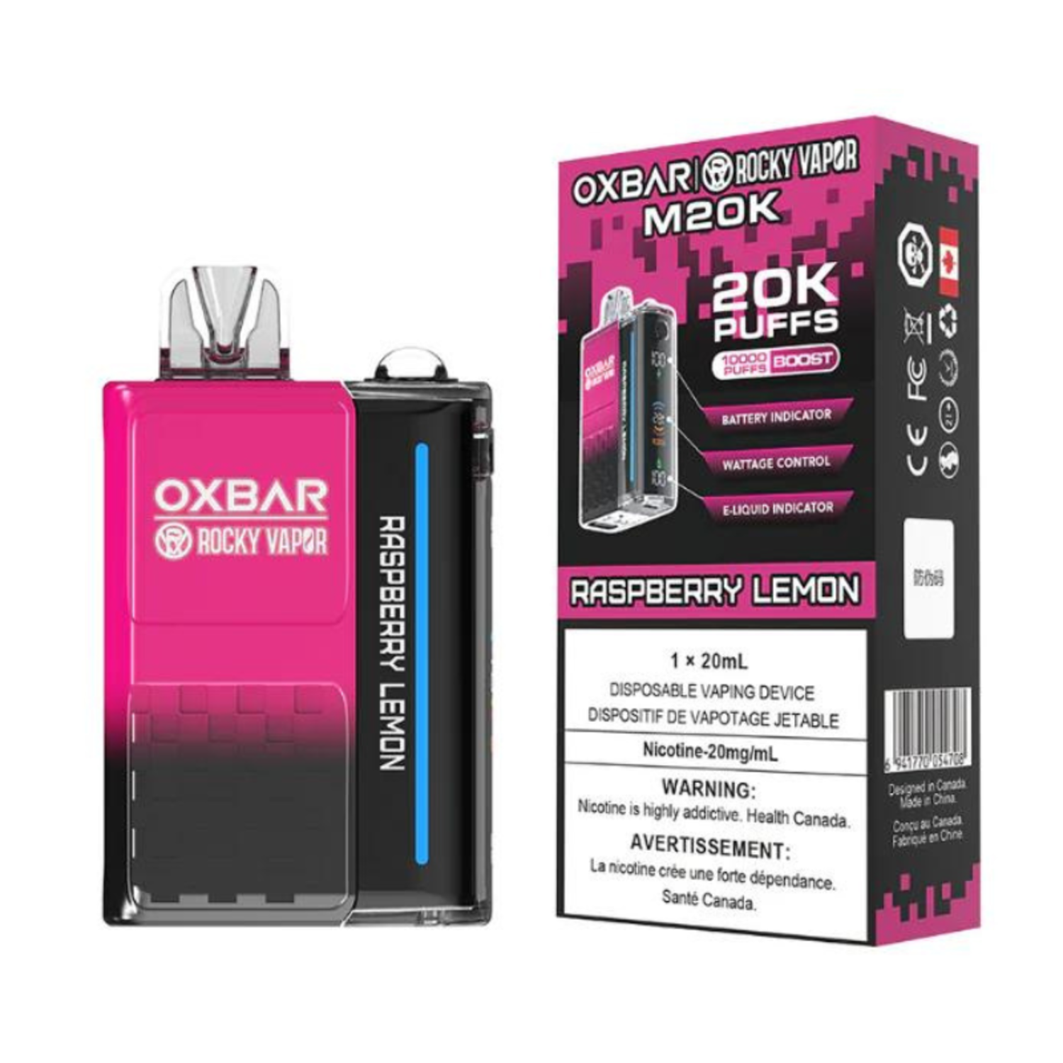 Raspberry Lemon Rocky Vapor Ox Bar M20K Rechargeable Disposable - Tommy's E-Cigs 2 Raspberry Lemon Rocky Vapor Ox Bar M20K Rechargeable Disposable - Tommy's E-Cigs 2