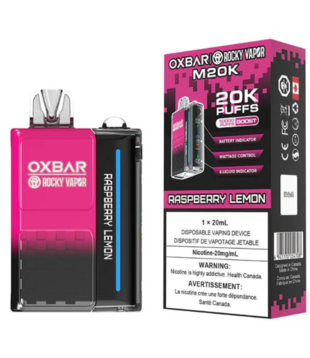 Raspberry Lemon Rocky Vapor Ox Bar M20K Rechargeable Disposable