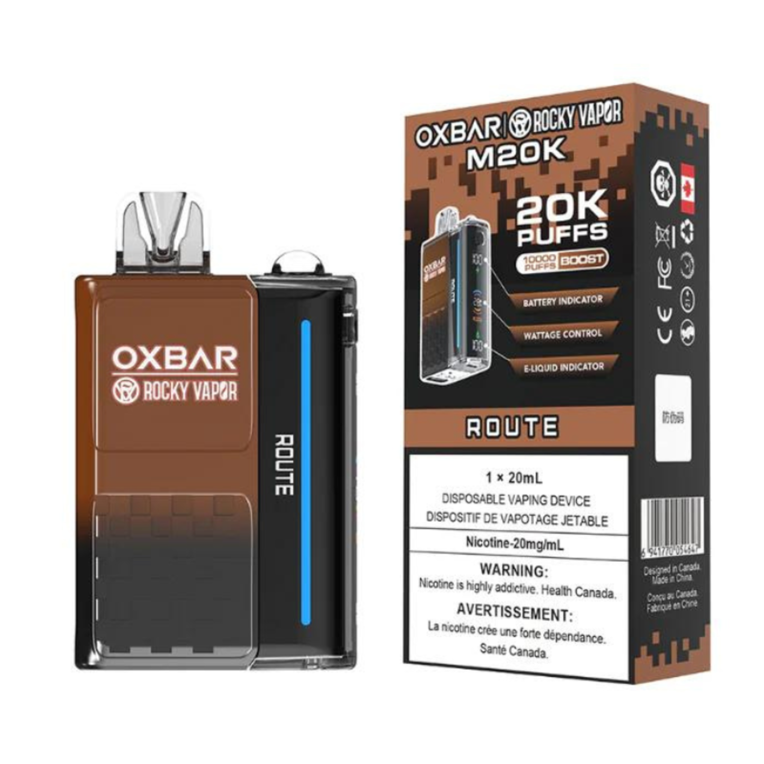 Route Rocky Vapor Ox Bar M20K Rechargeable Disposable
