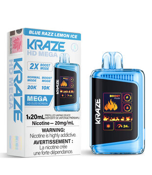 Blue Razz Lemon Ice Kraze HD Mega 20000 Rechargeable Disposable