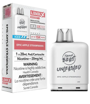 Epic Apple Strawnana Iced Flavour Beast Unleashed Level X Boost G2 25000 Disposable Vape Pod