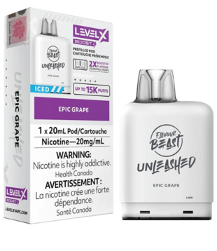 Epic Grape Iced Flavour Beast Unleashed Level X Boost G2 25000 Disposable Vape Pod